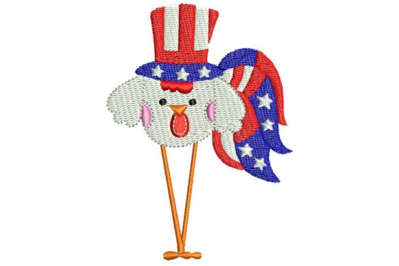 Celebrating with 4th July Roosters 02 Embroidery