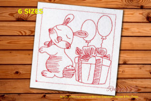 Charming Easter Egg Gift with Bunny Redwork