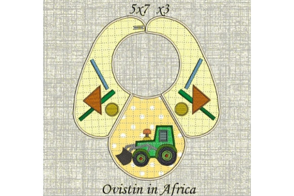Charming Yellow Tractor Baby Bib for Small Hoops