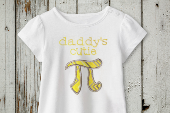 Daddy’s Cutie Pi Symbol Applique: A Charming Embroidery Design