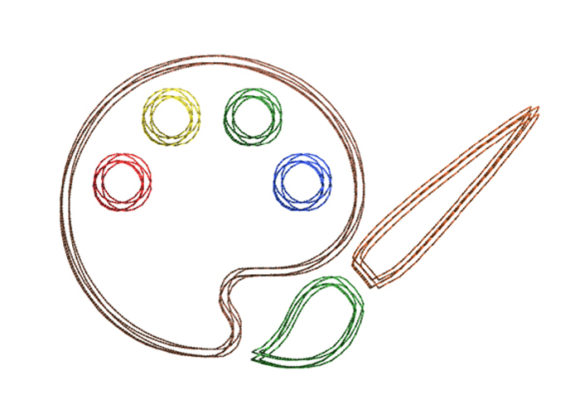 Painting Palette Scribble Stitch for Seasonal Embroidery