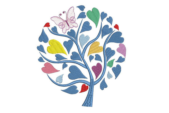 Tree with Heart Leaves: A Charming Addition to Your Embroidery
