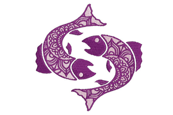 Zodiac Pisces Mandala Style Embroidery